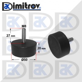 Антивибрационен тампон М 8 х Ø50 х 20 mm Антивибрационен тампон М 8 х Ø50 х 20 mm